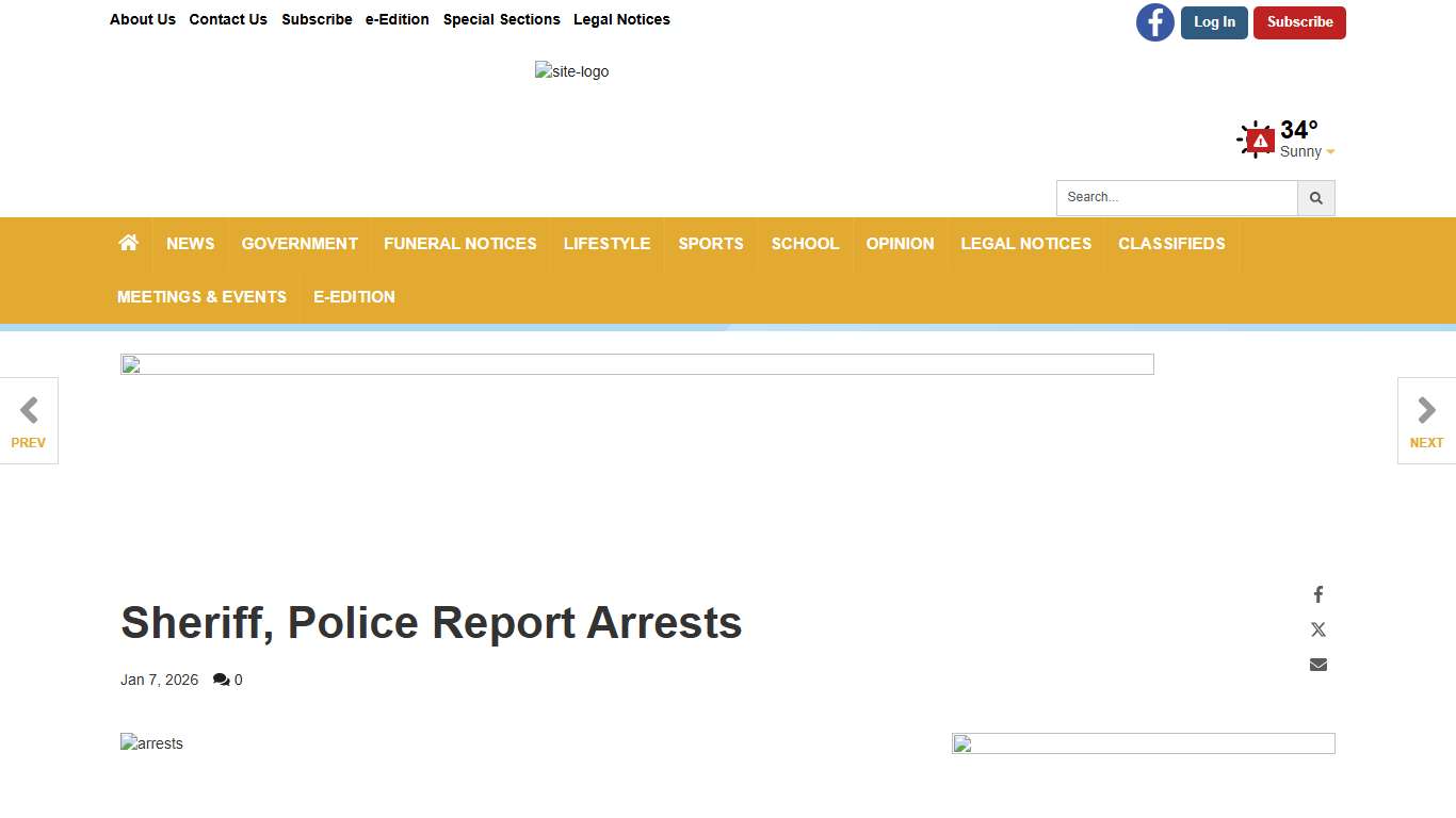 Sheriff, Police Report Arrests News upsonbeacon.com